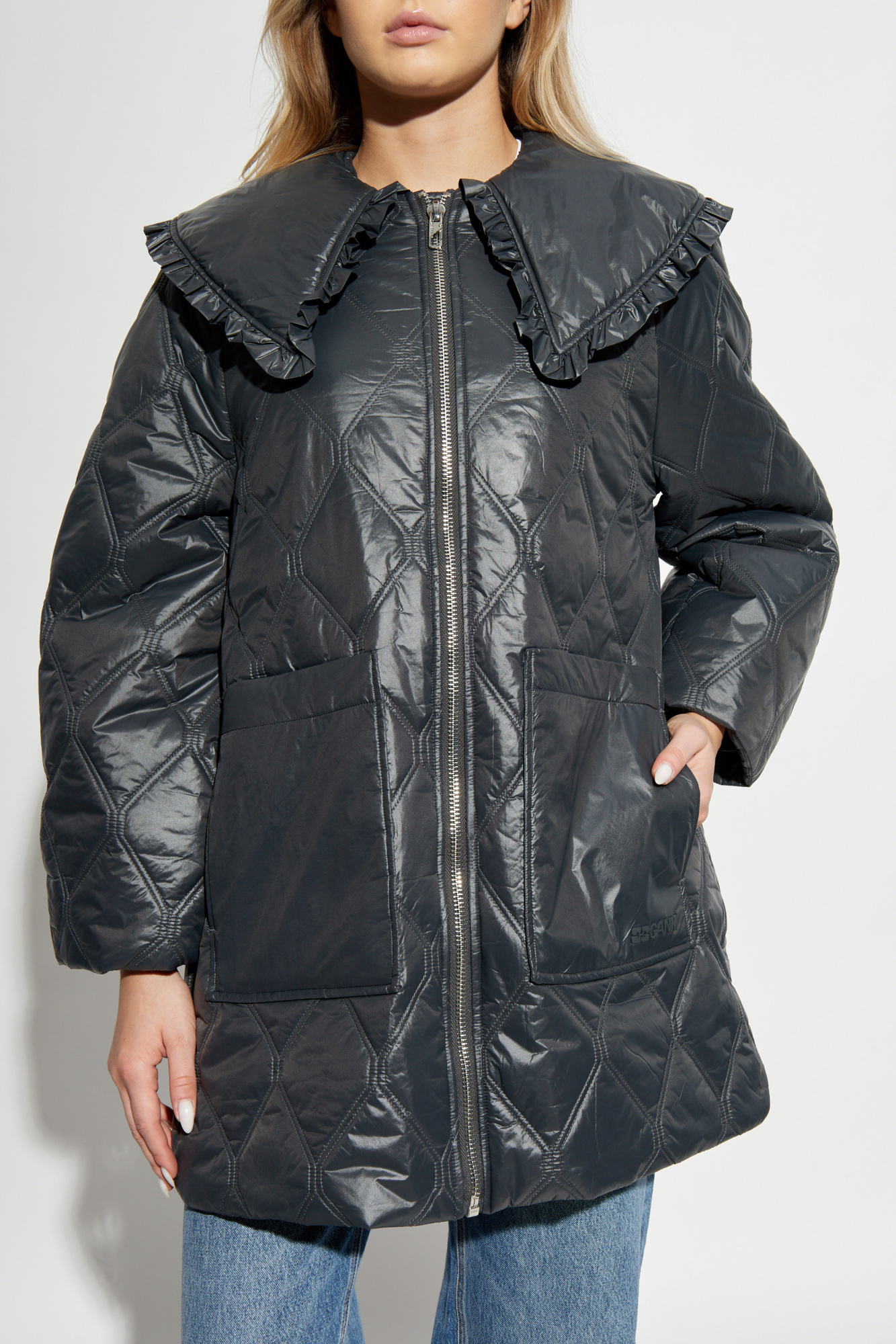 Grey Padded Jacket Ganni - Vitkac AS